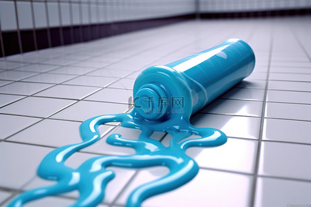 拼多多牙膏主图背景图片_瓷砖地板上的蓝色牙膏管