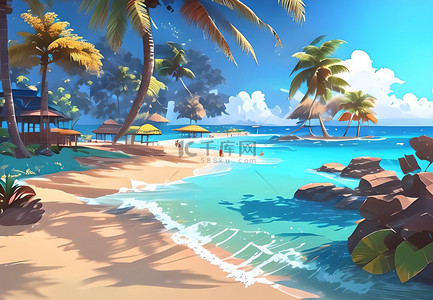 海滩椰子树海岛风景