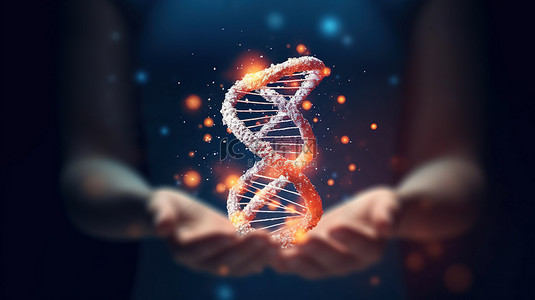 生物技术宣传页背景图片_手握DNA螺旋结构探索医学与遗传生物技术的交叉点