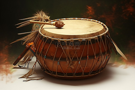 印度村庄的鼓是木鼓
