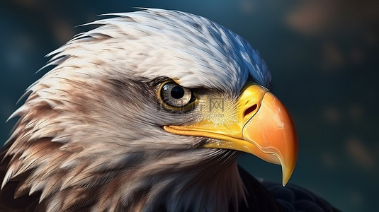 羽毛球头像背景图片_秃鹰特写的详细 3D 渲染