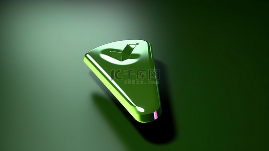 3d 插图绿色播放按钮由光标手按下