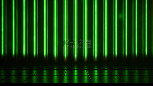 背景柔光背景图片_带有绿色霓虹灯和条纹的抽象背景在 3D 插图中图案为动态和豪华的俱乐部风格
