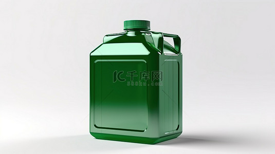 加仑背景图片_白色背景上带有空白包装的孤立绿色塑料加仑的 3D 渲染
