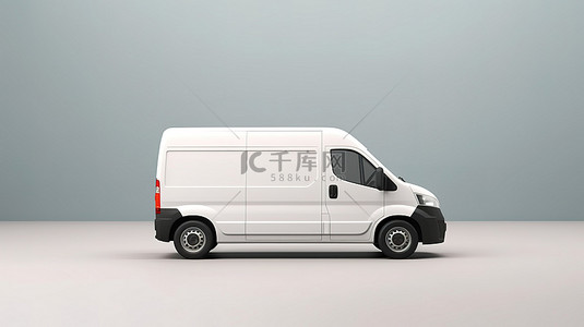 东风商务车背景图片_3D 渲染的白色货车模型