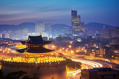 有风的地方背景图片_韩国汉城的城市景观是世界上我最喜欢的地方之一