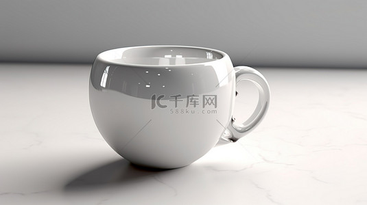 3d 渲染的闪闪发光的白色杯子空茶杯