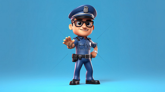 异想天开的 3D 卡通警察人物
