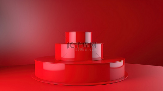 营销展示中推广3D产品的动态红色讲台