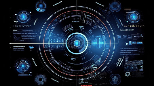 3D 线框视觉中的数字数据信息图表设计科学技术