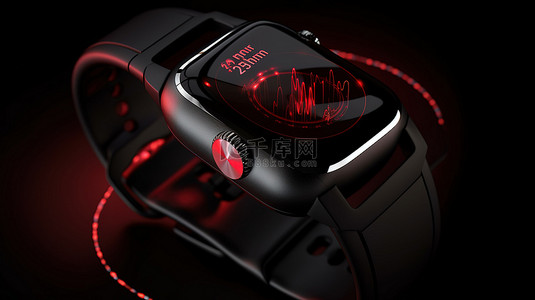 3d 智能手表上的红色健康图标