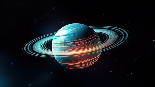 广阔太空中天王星的 3D 渲染