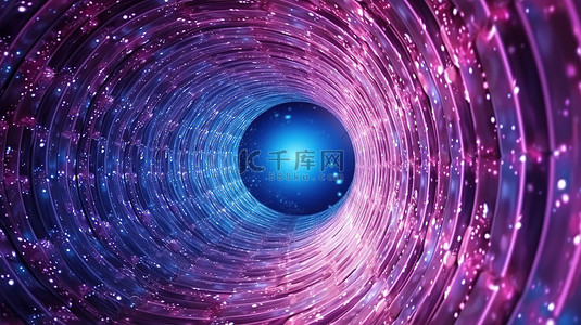 宇宙虫洞漏斗 用于网络空间之间旅行的漏斗形隧道的 3D 渲染
