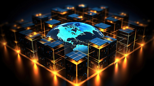 计算机网络背景图片_全球计算机网络的 3d 渲染