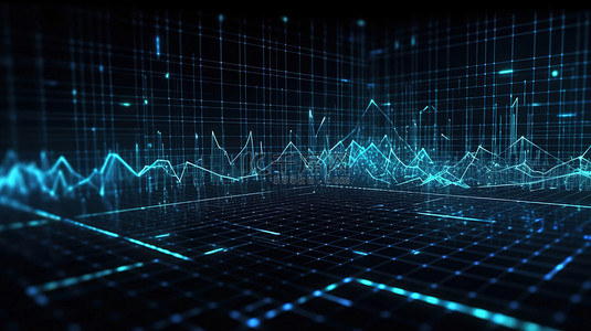 股票蓝色背景背景图片_蓝色金融投资的 3D 渲染数字数据背景