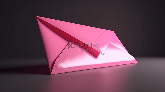 邮政图标背景图片_现实 3D 粉红色渲染中的象征性信封图标