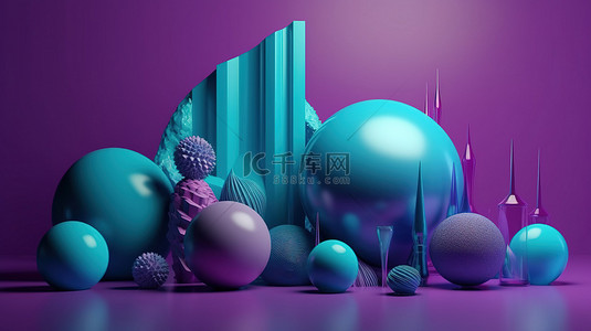 紫色和蓝色色调的抽象几何背景，非常适合广告和产品展示