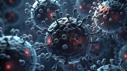 药物实验背景图片_3D医学背景下的抽象电晕病毒细胞