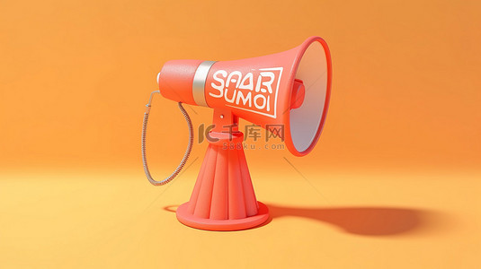 党务公开栏背景图片_带有“夏季销售”文本的扩音器的 3d 渲染