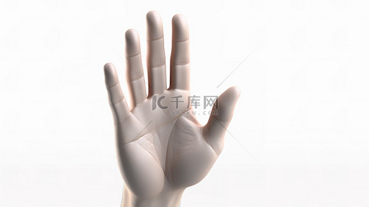 手势拒绝背景图片_孤立的白色背景 3D 渲染停止标志的插图，包括手势交通停止和危险警告标志