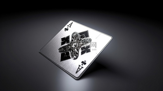 时尚的黑白钻石王牌扑克牌采用现代设计，非常适合标准尺寸的扑克和赌场游戏 3D 渲染和插图