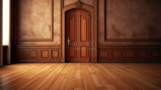 门地板背景图片_走廊里关着的木门的插图