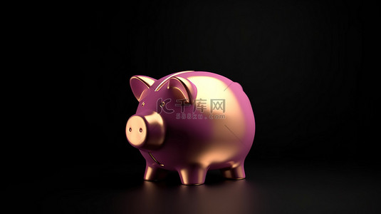 金币坐落在粉红色存钱罐的 3d 渲染中