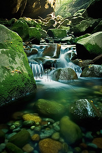 古诗瀑布背景图片_从岩石中弹起的水流
