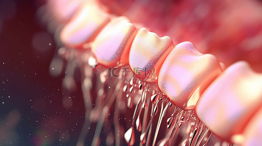 牙套微笑背景图片_健康牙齿的选择性聚焦 3D 渲染，美丽爆炸