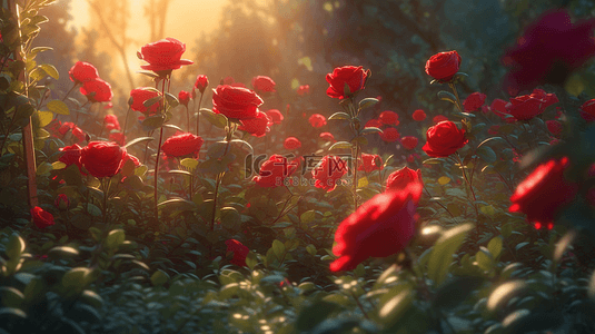 公园玫瑰花绿叶花卉背景