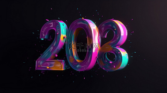 新年新愿望背景图片_充满活力的新年愿望，带有色彩飞溅的 3D 抽象插图