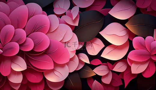 粉红色的树叶五颜六色的树叶水彩复古花卉海报插图