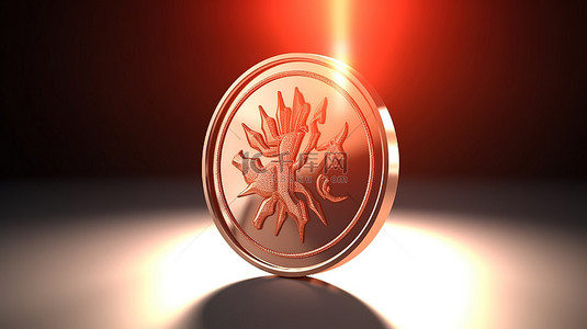 闪亮的 3D 徽章与明亮的太阳符号