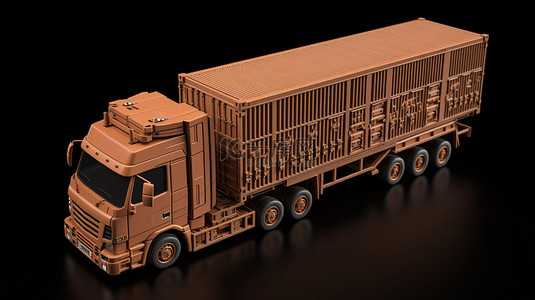 运输卡车运送电子商务包裹的 3D 插图