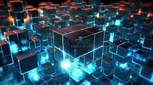 未来概念 3D 渲染技术形状与抽象背景中的线条和点