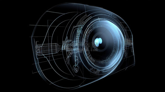 3D 渲染网页中眼睛扫描的插图