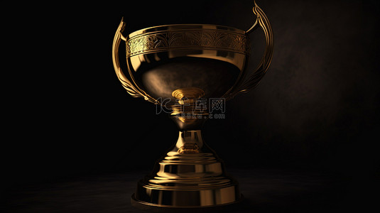 努力中背景图片_令人惊叹的 3D 渲染中的金色奖杯