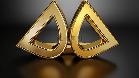 恶魔双角背景图片_双角图标一个华丽的金色符号，放置在哑光金板 3D 上，渲染供社交媒体使用