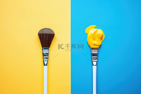 磁性画笔背景图片_画笔涂成蓝色和黄色