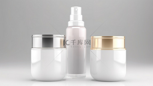 3d 渲染中的产品展示化妆品霜瓶包装