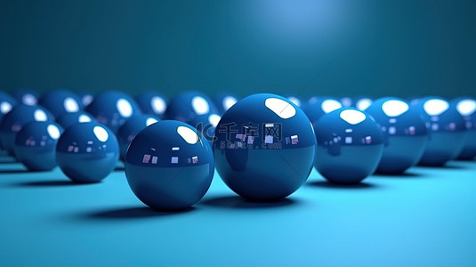 圆形蓝色背景 3d 渲染图案上的蓝色球体簇