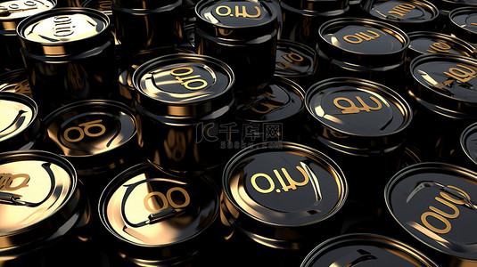 3d 渲染的带有“石油”标签的黑色油桶