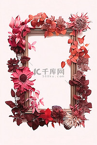秋季红色背景图片_秋季红色花卉框架
