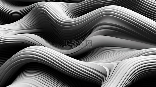 科技感线条背景图片_3D 渲染抽象艺术背景时尚纹理黑色和白色