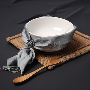一个碗背景图片_柜台上放着一个碗和勺子，餐巾纸