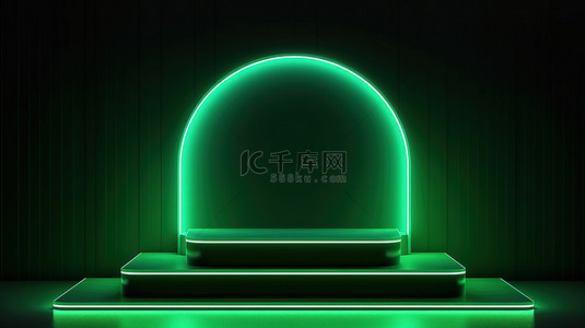 绿简约几何背景图片_几何壁纸，霓虹绿简约 3D 背景架和产品展示台用于演示