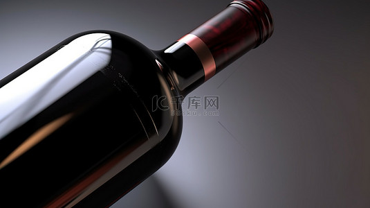 单独呈现的奇异红酒瓶 3D 渲染