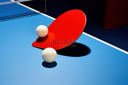 乒乓球桌子背景图片_一个红色的乒乓球一个红色的乒乓球拍和一张蓝色桌子旁边的公平竞争信函