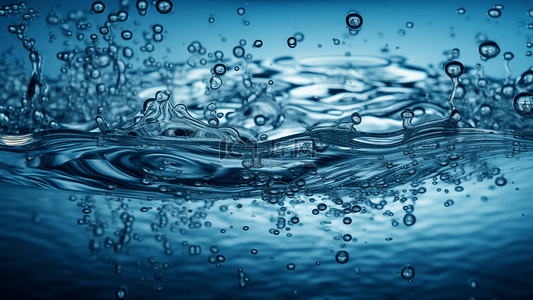 清澈蓝色水背景图片_水蓝色水滴水环背景