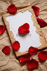 玫瑰花瓣红色背景图片_一张纸，上面有红色的玫瑰花瓣